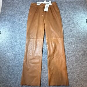 Garfield & Marks Womens Luggage Tan Genuine Leather Contemporary Pants Size 4